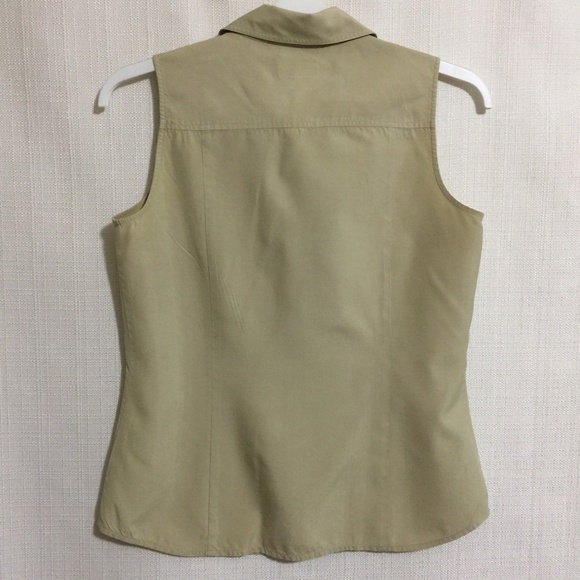 Ann Taylor Beige Blouse 100% Silk Sz 6 - Picture 3 of 4